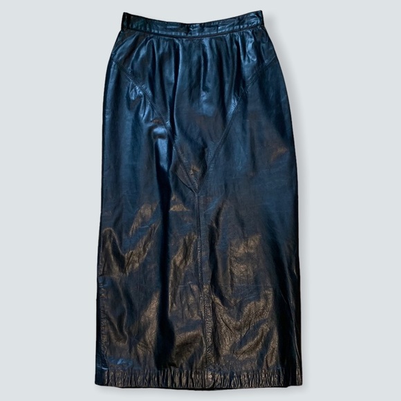 pia rucci Dresses & Skirts - 1980s Vintage Black Leather Skirt Pia Rucci